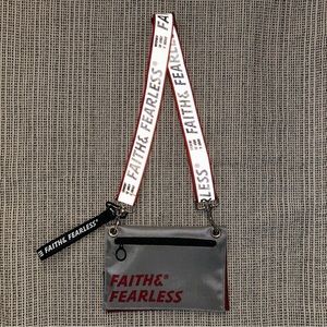 Faith and Fearless reflective strap reversible silver and red crossbody bag